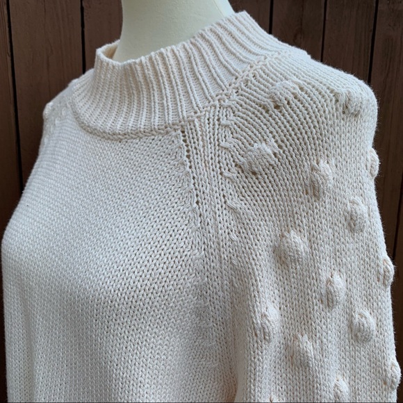 Vince Camuto | NWT Size Large Cream Sweater with Pom Pom Sleeves - Picture 13 of 15
